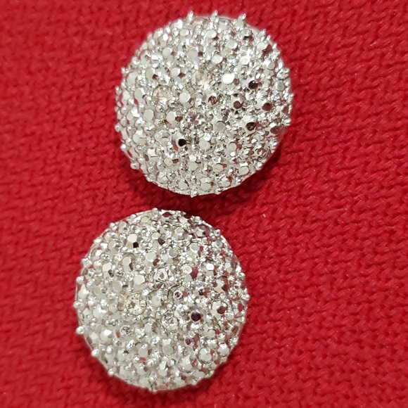 Vintage Other - Set of 2 Silver tone brushed mirrored oversize buttons Fantastic dazzling